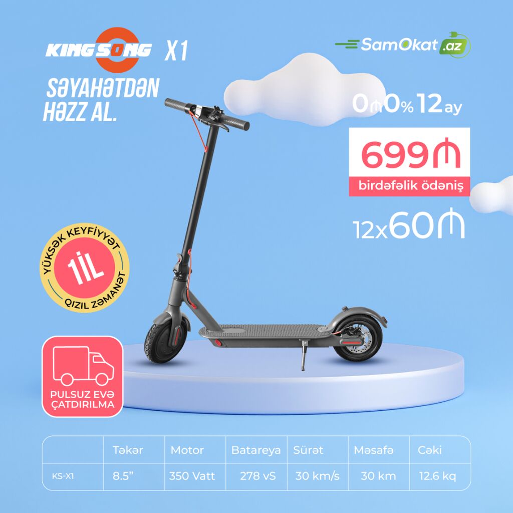 Elektrik Samokat Xiaomi Kingsong Ks X Scooter Azn Elektrikli