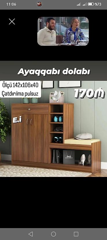 qoz murebbesi: Yeni, 2 qapılı, Qəhvəyi, Taxta Ayaqqabı dolabı — 1
