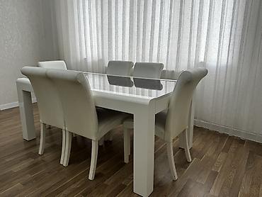ag mebel destleri: Для гостиной, Б/у, Раскладной, Прямоугольный стол, 6 стульев — 3