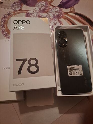 tecili satilan telefonlar: Oppo A78 5G, 256 GB, rəng - Boz, Zəmanət, Sensor, Simsiz şarj