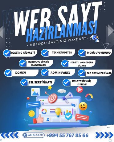 Veb saytların hazırlanması: SEO, SMM, Veb saytların hazırlanması | Domen, Hosting