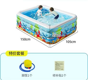 Бассейны: Бассейн надувной 

в комплекте насос и клей 
размеры указаны на фото