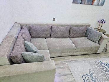 künc divan islenmis: Угловой диван, Б/у, Нераскладной, Без подьемного механизма, Велюровая ткань, Нет доставки
