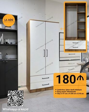 Dolablar: Yeni, Açılan, 2 qapılı Düz dolab, Qarderob, paltar dolabı, Azərbaycan