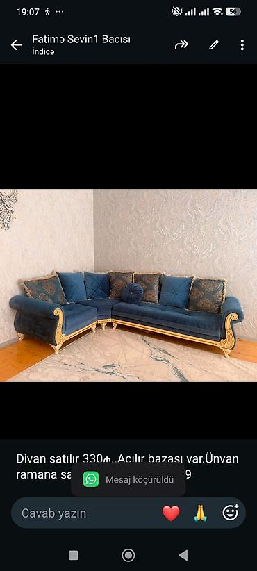 Divan satılır 330₼. Açılır bazası var.Ünvan ramana