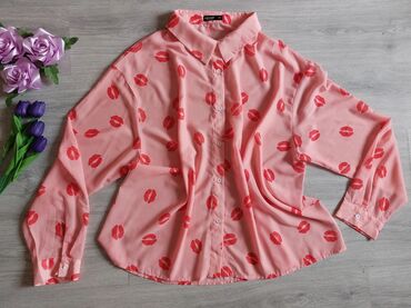 elegantne košulje ženske: 4XL (EU 48), Polyester, color - Pink