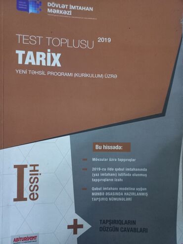 8 sinif umumi tarix: Test toplusu - tarix 2019 
1 ci hissə 
7 azn almışam 3.69 azn satıram