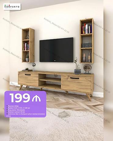 Televizor altlığı və divar rəfləri dəsti - Model: TV altlığı + 2 ədəd
