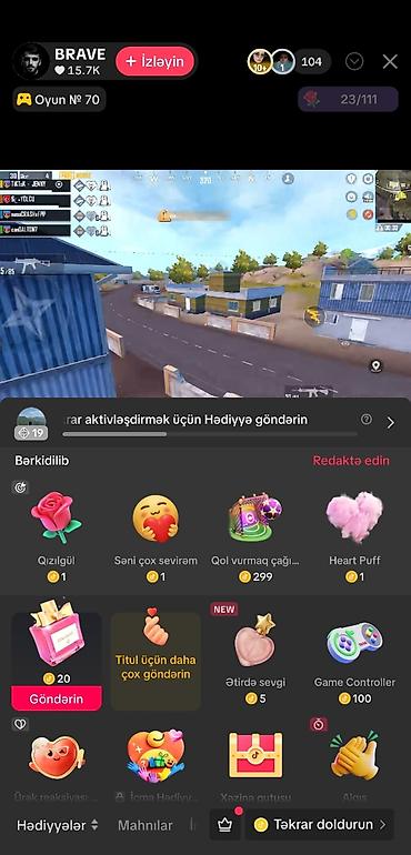 can eti: 19level tiktok hesabı canlı aktivdi caliya 100+ adam gəlir — 1