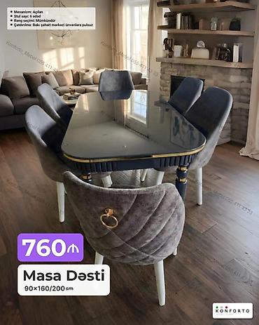 Masa Dəsti – 90×160/200 sm - Mexanizm: Açılan (uzadıla bilən) - Stul