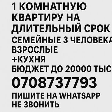 1 комнатная квартира в бишкеке сниму: 1 комната, 30 м², С мебелью