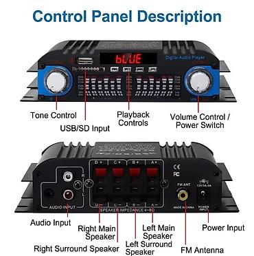 700w: Bluetooth/FM/USB/SD dəstəkli 4-kanallı rəqəmsal səs gücləndirici – 12V — 4