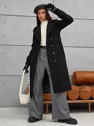 Пальто: Женское пальто черного цвета длины миди Новое!!!Состав 80% шерсть,20% — 5