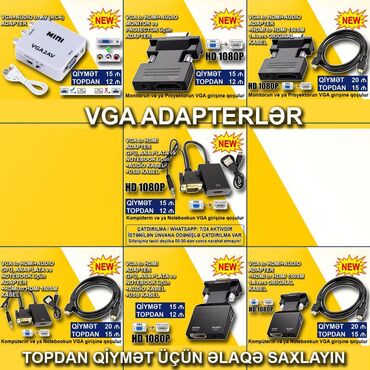 hp 15: VGA Adapterlər 🚚Metrolara və ünvana çatdırılma var, ❗ÖDƏNİŞLİDİR❗