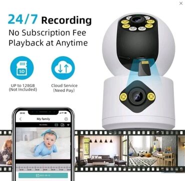 Видеонаблюдение: Видеокамера наблюдения поворотная, 2 камеры в одной. Звук, запись на — 2