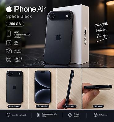 apple ipod touch: IPhone Air, 256 GB, Space Gray, Zəmanət, Simsiz şarj, Face ID — 1
