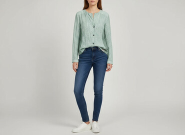bluzka w paski zielone: Women's blouse, size L