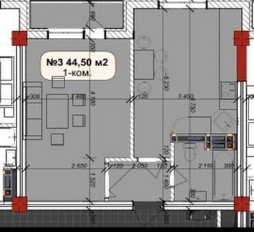 Продажа квартир: 1 комната, 44 м², Элитка, 9 этаж, ПСО (под самоотделку)
