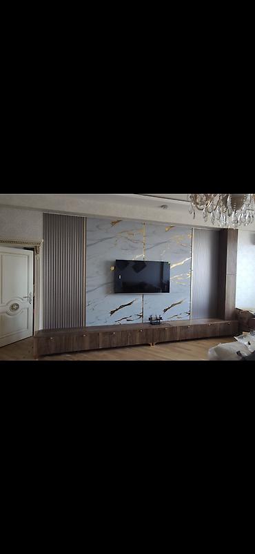 super ekran sekilleri: Mərmər naxışlı TV stendi və dekor panel dəsti - Kompozisiya: divar — 2