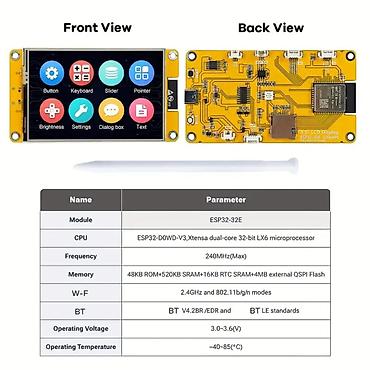 ESP32-32E əsaslı 3.5" LCD toxunma displeyli inkişaf dəsti