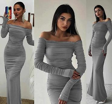 Haljine: Haljine duge sa elastinom. crna,tamno siva,svetlo siva,oker/tamno — 27