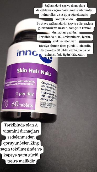 biotin: Innovit Skin Hair Nails – vitamin-mineral kompleksi Ümumi 60 tablet — 3