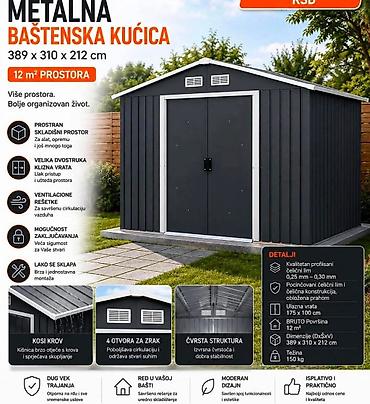 pumpa za bazene: Fa,, Metalna baštenska kućica – 12 m² (389 × 310 × 212 cm) Ključne — 1