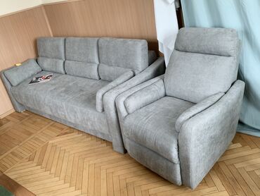 кресло диван раскладной: Диван-кровать, цвет - Серый, В рассрочку, Новый