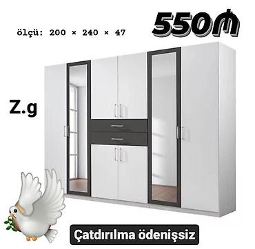 Yeni, 4 qapılı, Güzgülü, Ağ, Açılan, Düz dolab