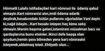 Divanlar: Alıcı adıyla sizin məhsulunuzla maraqlanırıq deyərək,kart nömrənizi