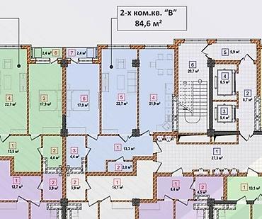 азиа мол: 2 комнаты, 84 м², Азия Молл Элитка, 11 этаж, ПСО (под самоотделку) — 2