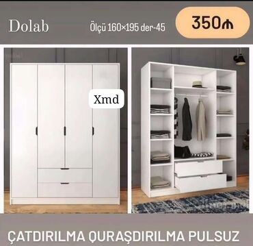 Çarpayılar: Yeni, 4 qapılı, Açılan, Düz dolab