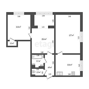 Продажа квартир: 3 комнаты, 68 м², 1 этаж — 13