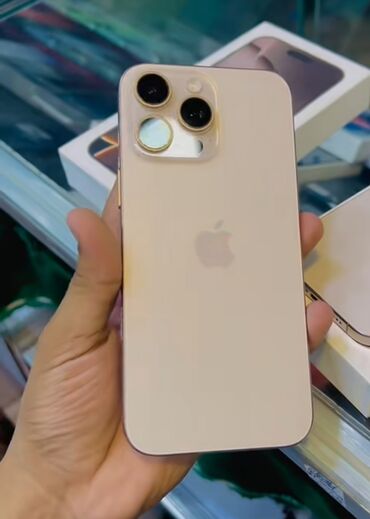 Apple iPhone: IPhone 16 Pro Max, 256 GB, Desert Titanium, Kredit, Barmaq izi, Simsiz şarj