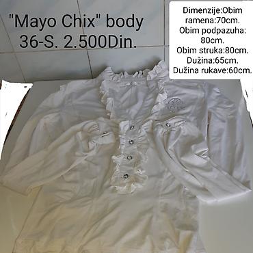 svecano: Mayo Chix beli bodi od likre, dugih rukava. Model sa volanima oko — 3