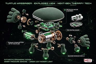 Мед. товарлар: Green Turtle Massager — портативный многофункциональный массager 6‑в‑1 — 4