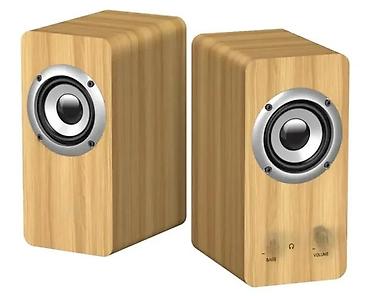 Zvučnici, slušalice i mikrofoni: Drvene stereo multimedijalne zvučnike – kompaktni desktop set - — 6