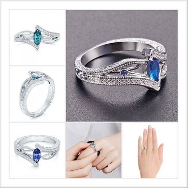 кольцо с бриллиантом бишкек цена: Модное роскошное кольцо - стразы синего цвета, есть размер 20