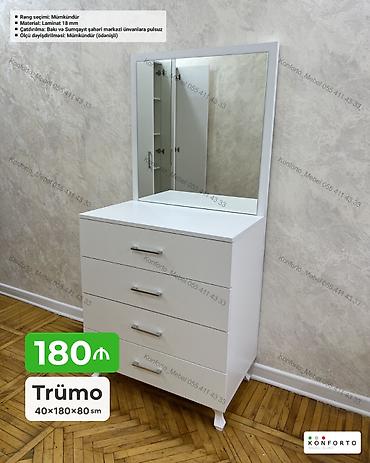 Komodlar: Trümo – 40×180×80 sm - Material: 18 mm laminat - Rəng seçimi — 1