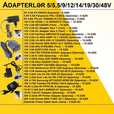 Mətbəx texnikası: Adapterlər “5/5,5/9/12/14/19/30/48V 0,5/1/2/3/4/5A” ⭐5V 2.0A XY-050200