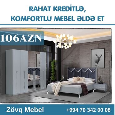 klassik yataq mebelleri: 2 təknəfərlik çarpayı, Dolab, Termo, 2 tumba, Azərbaycan, Yeni