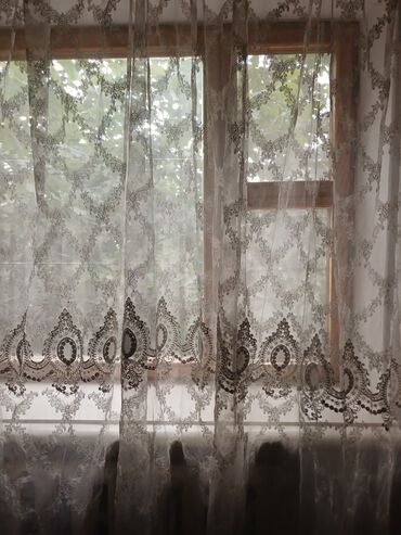 Тюли: Тюль капроновая с рисунком б/у,цвет:айвори,Турция ширина-7м30см — 3