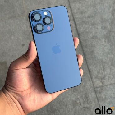 айфон cs: IPhone 15 Pro Max, Колдонулган, 256 ГБ, Blue Titanium, Кабель, 89 %