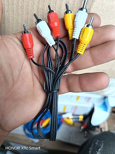 printer kabel: RCA audio/video kabeli – 3x RCA (Qırmızı/Ağ/Sarı) kişi-konnektorlar - — 1