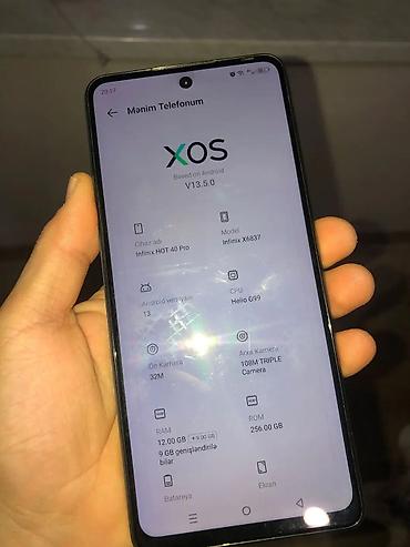 i̇nfinix zero 20: Infinix Hot 40, 256 GB, rəng - Mavi, Sənədlərlə, Sensor, Zəmanət — 3