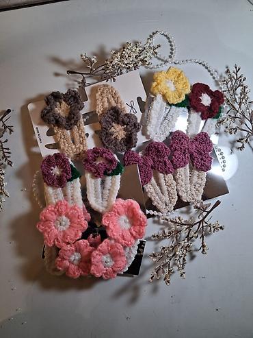 saçlar: Toxunma gül və kəpənək dekorlu saç qıspaları dəsti - Material: yumşaq — 3