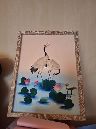 pla filament: Şəkil/tablo: Lotus gölü üzərində iki turna - Texnika: Qarışıq — 4