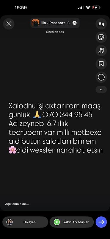 ashbaz: Salatçı, Qadın, 5 ildən artıq təcrübə — 1
