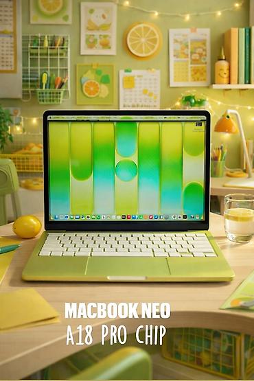macbook pro m3: MacBook Neo – A18 Pro Chip, limon-sarı rəng (citrus rengi). indigo ve — 7