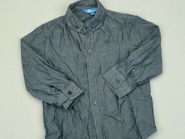 bluzki chłopięce z długim rękawem 134: Koszula 3-4 lat, stan - Dobry, wzór - Jednolity kolor, kolor - Niebieski